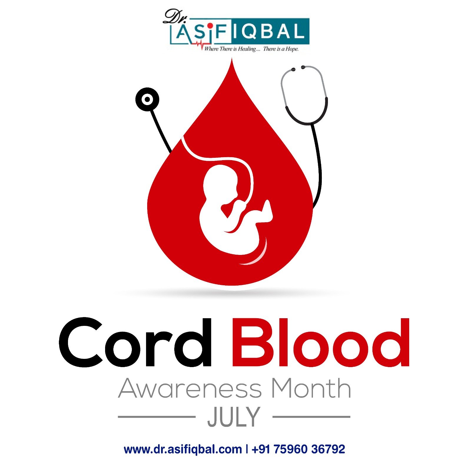 Graphic representation of 'Cord Blood Awareness Month July'.